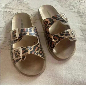 Mini Melissa Wide Kid Gold Black Leopard Slide 4